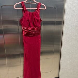David's Bridal Strapless Red Dress